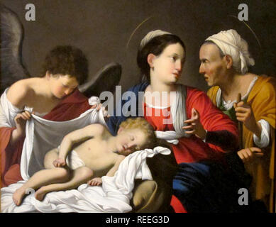 La Vierge et l'Enfant avec sainte Anne et un ange par Carlo Saraceni Banque D'Images