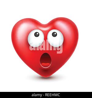 Coeur smiley vecteur emoji pour la Saint-Valentin. Funny face rouge avec des expressions et des émotions. Symbole d'amour. Illustration de Vecteur