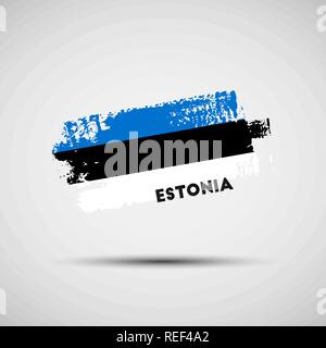 Pavillon de l'Estonie. Illustration Vecteur de grunge brush stroke avec des couleurs du drapeau national de l'Estonie pour votre graphique et web design Illustration de Vecteur