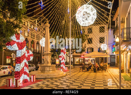 Madère Funchal Madère décorations de Noël illuminations de rue Funchal Madère Portugal UE Europe Banque D'Images