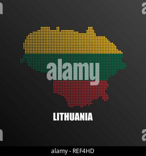 Illustration Vecteur de résumé carte demi-teinte de la Lituanie a fait de pixels carrés avec les couleurs du drapeau national lituanien pour votre graphique et web design Illustration de Vecteur