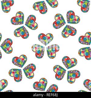 Coeurs hand drawn vector seamless pattern. Valentines Day holidays contexte en style moderne. L'amour de la texture pour la conception des surfaces géométriques, du textile, de l'arb Illustration de Vecteur