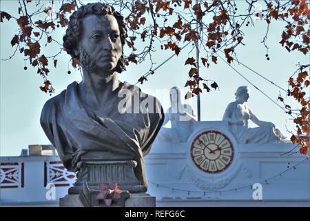 Odessa, Ukraine - janvier 2019. Monument à Alexandre Pouchkine, poète et écrivain russe. Banque D'Images