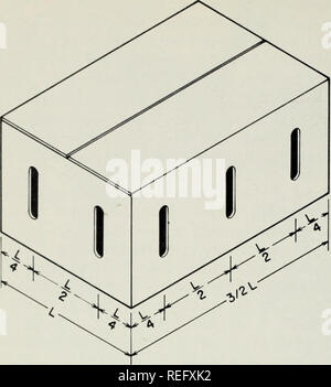 . Refroidissement commercial des fruits et légumes. Les fruits, fruits, légumes. Fig. 12. Caisse en carton ondulé recommandé vent- zigzags pour prix de refroidissement. Avec des dimensions de L x 3/2 L, et avec fente centrée à une distance de L/4 de chaque coin et L/2, exception faite, les évents seront alignés lorsque les conteneurs sont empilés. Effet sur celles du milieu de la pile, car la différence de température entre l'intérieur de la pile et le prix ne produit pas de mouvement dans l'air mesurables de la colonne de production. Les boîtes en plastique en mousse fournissent environ la même isolation de chaleur à travers les murs tout comme les deux Banque D'Images