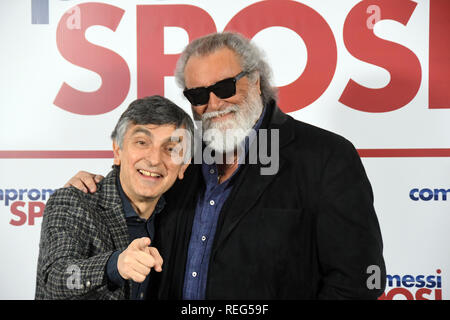 Rome, Italie.21 janvier 2019.Hotel le Mèridienne Visconti - film de présentation COMPROMESSI SPOSI Vincenzo Salemme et Diego Abatantuono crédit: Giuseppe Andidero/Alamy Live News Banque D'Images