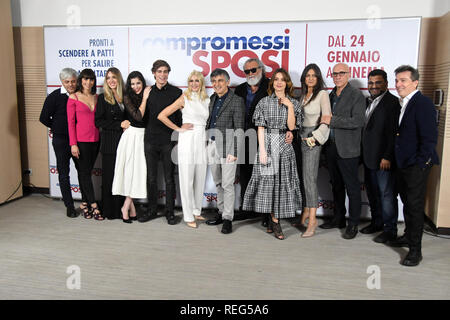 Rome, Italie. 21 Jan 2019. Hôtel Le Mèridienne Visconti - film de présentation COMPROMESSI SPOSI Le cast Credit : Giuseppe Andidero/Alamy Live News Banque D'Images