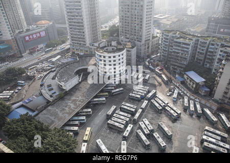 22 janvier 2019 - Chongqing, Chongqing, Chine - Chongqing, Chine-le bâtiment de 9 étages, construit en 1990, est un landmark architecture appartenant à une station de bus longue distance dans le sud-ouest de l'ChinaÃ¢â€ Chongqing. (Crédit Image : © SIPA l'Asie via Zuma sur le fil) Banque D'Images