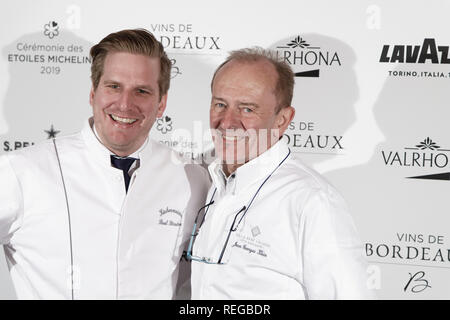 Paris, France. 21Th Jan, 2019. Paul Stradner et Jean-Georges Klein assister à la cérémonie de 2019 étoiles Michelin à la Salle Gaveau le 21 janvier 2019, Paris, France. Credit : Bernard Menigault/Alamy Live News Banque D'Images