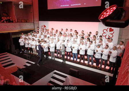Paris, France. 21Th Jan, 2019. Vue générale de la nouvelle star lors de la cérémonie de 2019 étoiles Michelin à la Salle Gaveau le 21 janvier 2019, Paris, France. Credit : Bernard Menigault/Alamy Live News Banque D'Images