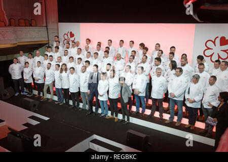 Paris, France. 21Th Jan, 2019. Vue générale de la nouvelle star lors de la cérémonie de 2019 étoiles Michelin à la Salle Gaveau le 21 janvier 2019, Paris, France. Credit : Bernard Menigault/Alamy Live News Banque D'Images