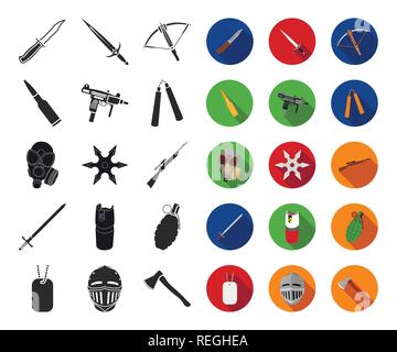 Les armes d'assaut,,,ax,bataille,Black,télévision,pales,balles,collection,cartouche,combat,défense,arbalète,design,feu,gaz,pistolet,Grenade,remise,casque,suspension,illustration,isolé,couteau,logo,masque,moyens,metal,médiévale,militaires,,modernes,nunchuk,1,carabine,set,shuriken,signer,sniper,acier,soldat,épée,cote,tags,deux,uzi vecteur,guerre,armes,armes,vecteurs vecteur web , Illustration de Vecteur