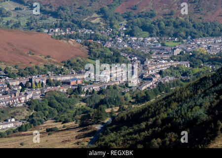 Y Bwlch Clawdd à vers mcg Parc et Treorchy, Valley Mid Glamorgan Wales Banque D'Images