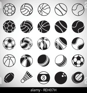 Sport ball icons set sur fond blanc pour la conception graphique et web, simple signe vecteur moderne. Concept de l'Internet. Symbole à la mode pour la conception de site web site web application mobile ou bouton. Illustration de Vecteur