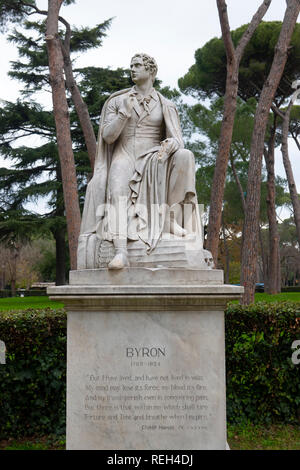 Italie Rome Villa Borghese Gardens sculpture statue de Lord Byron Banque D'Images
