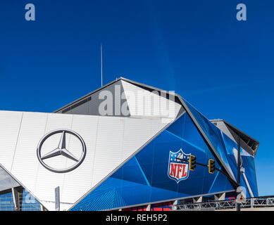 ATLANTA, GÉORGIE - 21 janvier 2019 : Superbowl LIII sera joué au Stade Mercedes-Benz d'Atlanta le Dimanche, Février 3, 2019 contre la nouvelle Engl Banque D'Images