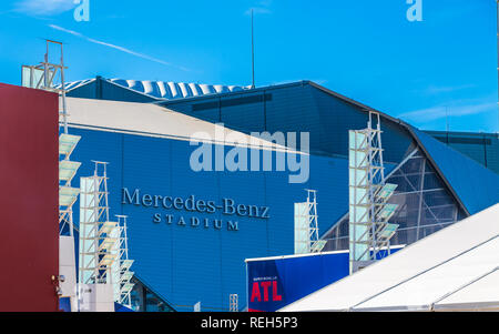 ATLANTA, GÉORGIE - 21 janvier 2019 : Superbowl LIII sera joué au Stade Mercedes-Benz d'Atlanta le Dimanche, Février 3, 2019 contre la nouvelle Engl Banque D'Images