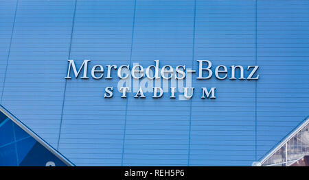 ATLANTA, GÉORGIE - 21 janvier 2019 : Superbowl LIII sera joué au Stade Mercedes-Benz d'Atlanta le Dimanche, Février 3, 2019 contre la nouvelle Engl Banque D'Images