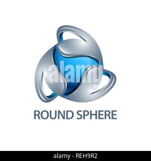 Logo sphère ronde concept design style. en trois dimensions. Symbole 3D Modèle de graphique vectoriel de l'élément Illustration de Vecteur