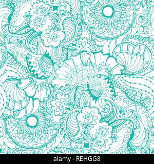 Conception de pages à colorier avec motif turquoise. Parure ethnique Mandala. Vector illustration isolé en style zentangle. Peut être utilisé pour imprimer sur le textile tissu mode Illustration de Vecteur