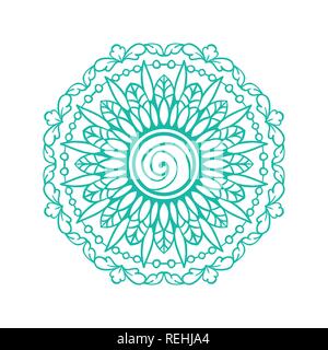 Ornement rond bleu mandala. Simple modèle de conception ou d'impression tshirt carte de vœux. Illustration de Vecteur