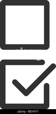 Avec un jeu de cases à cocher la case vide et vérifié l'art ligne vector pour les applications et sites web. course modifiable Illustration de Vecteur