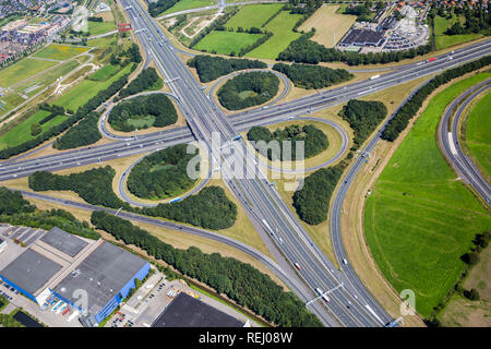 Pays-bas, Hoevelaken, trèfle, lotier croisement de l'autoroute A1 et A28. Vue aérienne. Banque D'Images
