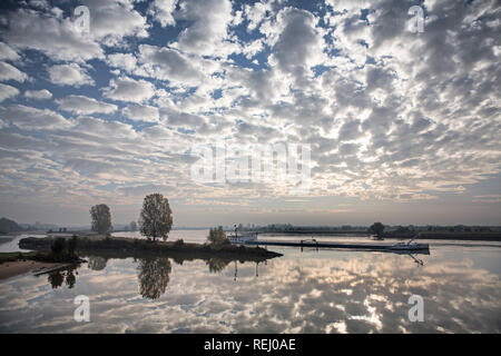 Les Pays-Bas, Lopik, Lek Rivière, bateau de navigation intérieure. Banque D'Images