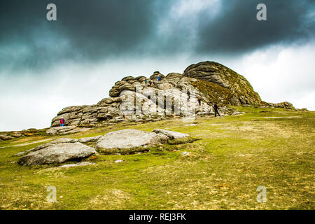 Voir od Heytor rocheux o le Parc National de Dartmoor dans le Devon, UK Banque D'Images