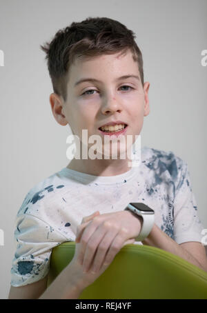 À l'embargo le mercredi 23 janvier 0001 15-year-old Mason Kettley qui a une tumeur cérébrale rare qui fera l'objet d'un traitement de classe mondiale à l'NHSÕs nouvelle thérapie protonthérapie centre à l'hôpital Christie à Manchester. Banque D'Images