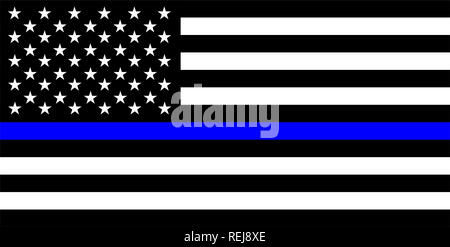 États-unis d'Amérique pays drapeau police fine ligne bleue Banque D'Images