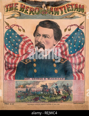 Le héros d'Antietam, le Général George B. McClellan, Little Mac en commandant la bataille d'Antietam, le 17 septembre 1862, publié par Charles Lubrecht, 1891 Banque D'Images