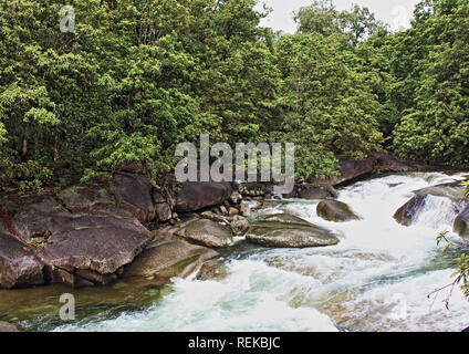 Babinda Boulders réserver sur Babinda Creek et de l'eau vive qui coule le long de la piscine du Diable à pied Banque D'Images