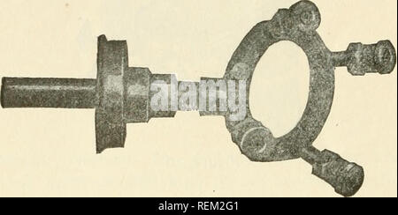 . Circulaire. Agriculture -- Cuba. Anneau 38 arrangenient comme indiqué dans le graphique d'accompagnement. (Fig. 22) l'anneau est sel sous un angle d'environ 30 dogrees à la tige.. Figure 22. Garde-goutte-Certains des mélanges de pulvérisation sont caustiques et devraient être conservés par le contact avec sa chair. Pour empêcher le jus de cuisson de la buse après la extensión pôle pour les mains de l'opérateur une sorte de barrière est placée autour de pôle. L'arrangement de métal de la Fig. 22 sert admirablement. EXTENSIÓN ROD.-facilítate à la distribution du mélange sur des plantes en croissance les buses peuvent être mis en place Banque D'Images