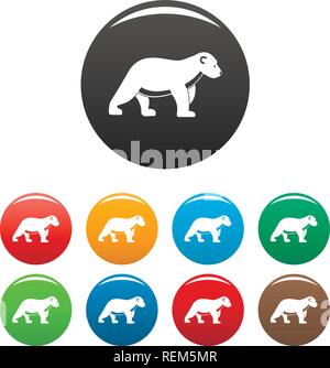 L'ours polaire kid icons set 9 vecteur de couleur isolé sur blanc pour toute conception Illustration de Vecteur