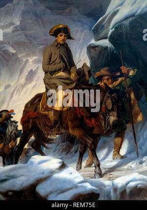 Bonaparte franchissant les Alpes, Napoléon traversant les Alpes,Paul Delaroche, 1850, Banque D'Images