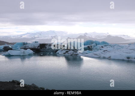 Après-midi en Islande glacier jökulsárlón lagoon Banque D'Images