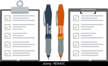 Presse-papiers à l'aide de la liste et un stylo. Télévision couleur graphique vectoriel Illustration de Vecteur