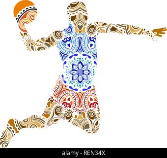 Ornements décoratifs flower basket-ball player vector illustration Illustration de Vecteur