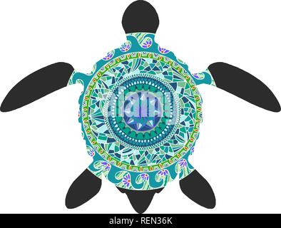 Tortue graphique décoratif, style tatouage tribal, animal totem, motif ornemental, vector illustration Illustration de Vecteur