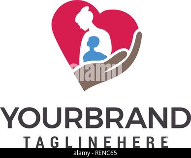 Logo amour maman, la mère et l'enfant les éléments de conception de logo template Illustration de Vecteur