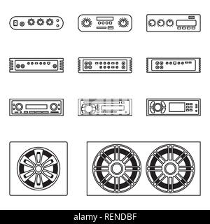 Le président, un lecteur de musique et le mélangeur d'icônes. Audio d'auto. Vector illustration Illustration de Vecteur