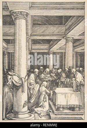 La présentation au Temple, à partir de la vie de la Vierge. Artiste : Albrecht Dürer (Nuremberg, Allemagne Nuremberg 1471-1528). Fiche technique : Dimensions : 17 x 12 3/8 à 1/16. (44,2 x 30,6 cm) bloc : 11 11/16 x 8 3/16 in. (29,7 x 20,8 cm). Date : ca. 1505. Musée : Metropolitan Museum of Art, New York, USA. Banque D'Images