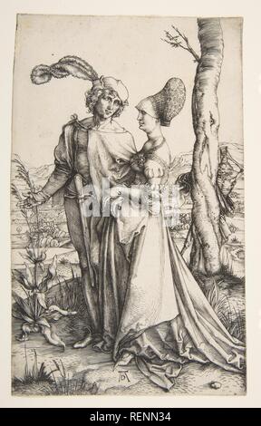 La Promenade. Artiste : Albrecht Dürer (Nuremberg, Allemagne Nuremberg 1471-1528). Fiche technique : Dimensions : 7 11/16 x 4 3/4 in. (19,5 x 12,1 cm) Plaque de ligne. Date : ca. 1498. Musée : Metropolitan Museum of Art, New York, USA. Banque D'Images