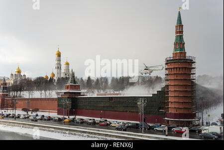 Le président russe Vladimir Poutine, les terres de l'hélicoptère dans le Kremlin de Moscou. Jour 15 Janvier 2019 Banque D'Images