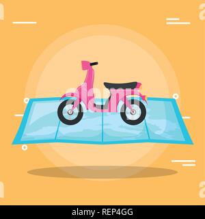 Moto sur une carte sur fond blanc, vector illustration Illustration de Vecteur