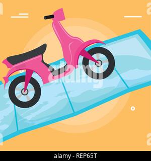 Moto sur une carte sur fond blanc, vector illustration Illustration de Vecteur