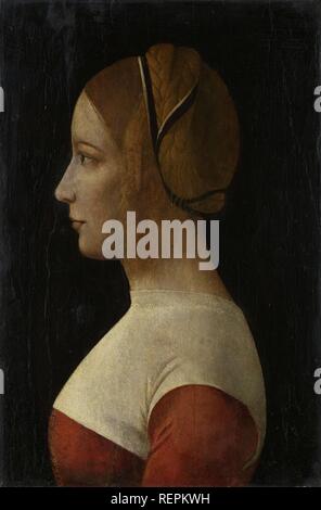 Portrait d'une jeune femme. Dating : 1480 - 1499. Lieu : Milaan - San Remo. Dimensions : H 45 cm × w 31 cm ; d 11 cm. Musée : Rijksmuseum, Amsterdam. Auteur : Vincenzo Foppa (rejeté). Ambrogio de Predis (rejeté). Banque D'Images