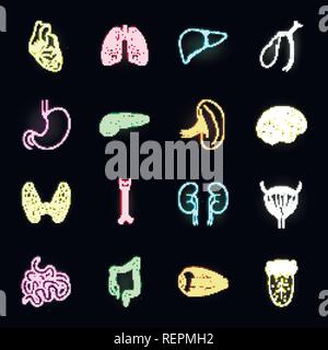 Anatomie,art,vessie,body,cerveau,collection,design,globe oculaire,fonction,vésicule,coeur,les droits de l'icône,maladie,,illustration,isolé,interne de l'intestin, rein reins,,grosses,logo,Foie Poumons,médecine,néon,orgue,organes,,pancréas,partie,personne,set,signer,petit,symbole de l'estomac, la thyroïde,langue,,trachée,,urinaire,vecteur vecteur Vecteurs , web Illustration de Vecteur