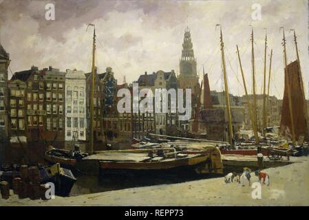 La rue Damrak, à Amsterdam. Dating : 1903. Dimensions : h 100 cm × w 150 cm ; d 15 cm. Musée : Rijksmuseum, Amsterdam. Auteur : George Hendrik Breitner. Banque D'Images