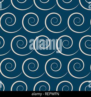 Modèle sans couture avec vague sur mer, océan. vector Illustration de Vecteur